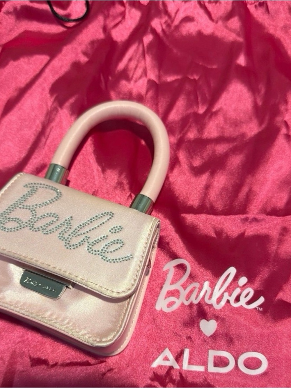 Aldo Pale Pink Rhinestone Barbie Mini Satchel